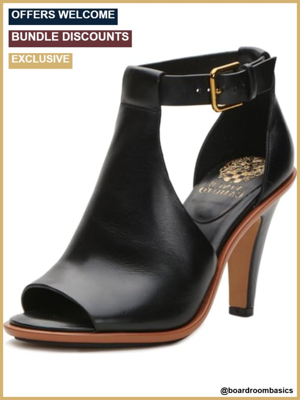 Vince Camuto Women's Frasper Buckle High Heel Bootie Ankle Strap Leather